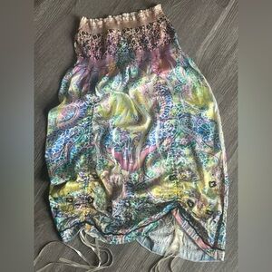 Colorful Paisley Print Dress convertible skirt size small adjustable ruching